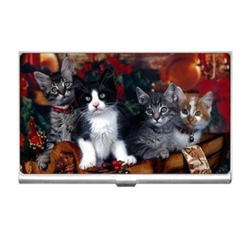 Four Christmas Kittens Business Card Holder Case