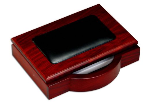 Dacasso Rosewood Memo Holder - Leather, Wood - Black