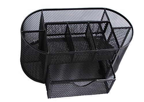 Black  Multi Position Rolode Steel Mesh Desk Supplies Pen Holder Office Supply