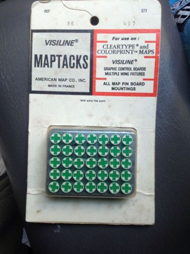 Vintage Visiline Maptacks Map Tack Green Cross 35 ct Map Pin AMERICAN MAP CO