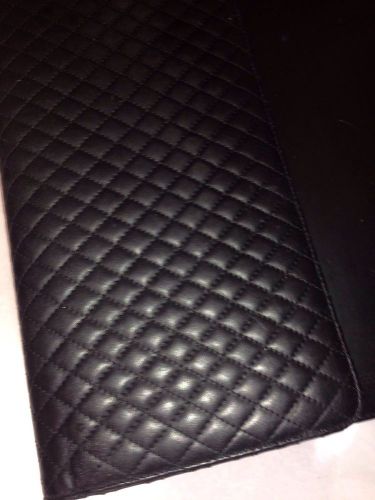 LEVENGER BLACK LEATHER QUILTED POCKET DESK PAD EUC