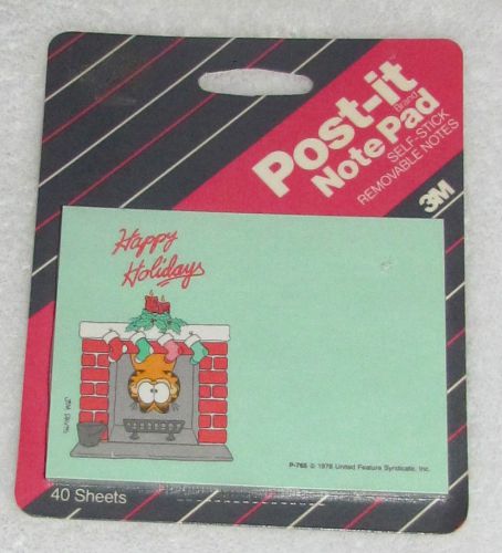 NEW! VINTAGE RARE 1987 3M POST-IT NOTES PAD GARFIELD JIM DAVIS HAPPY HOLIDAYS