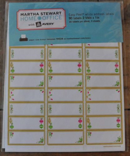 90 Martha Stewart Inkjet Christmas Return Address Labels, NEW SEALED (19026)