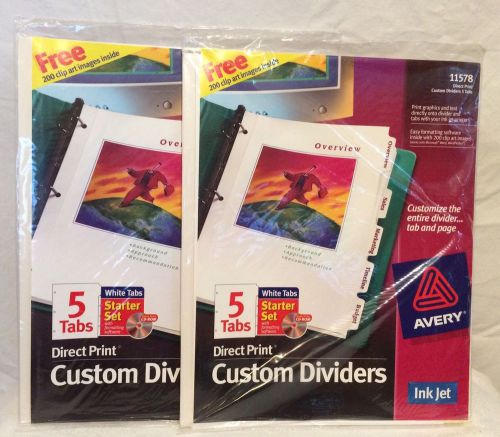 Lot of 2 avery 11578 inkjet direct print custom dividers 10 tabs discs included for sale