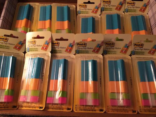 Post-it Pop-Up Page Markers, 1&#034;X1.5&#034;, Asst., 200/PK,Dispenser MMM672C1 LOT OF 12