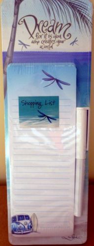 &#034;VW KOMBI WITH SURFBOARD, PALM TREE &amp; FRANGIPANI&#034; SHOPPING NOTE PAD &amp; PEN!