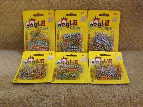 NEW NOS 6 OOGLIE VINYL COATED PAPER CLIPS 70 Assortd (50 Standard, 20 Giant Size