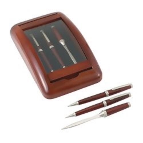 Alex Navarre™ 3pc Pen, Pencil and Letter Opener in a Wood and Glass Case