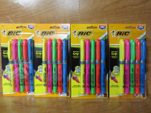 20 (4 Packs of 5) Bic Brite Liner Soft Grip Highlighter Assorted Chisel Tip *NEW