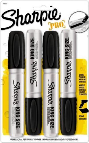 NEW Sharpie 1883338 King Size Permanent Marker, Black, 4-Pack