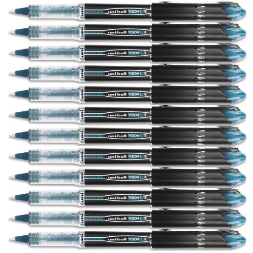 Uni-ball Vision Elite Rollerball Micro .5mm Point Blue/Black Ink 12-Pens 69020