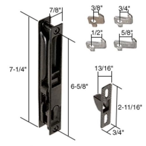 Patio Black Non-Keyed Flush Mount Sliding Glass Door Handle Set 6-5/8&#034; Holes