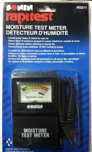 Sonin 50211 Moisture Test Meter 10% to 28% Pinless Analog Wood, Concrete Etc New