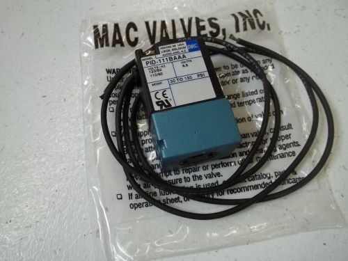 MAC VALVE INC. PID-111BAAA SOLENOID VALVE *USED*