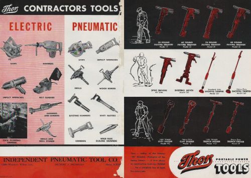 1952 THOR Portable Power Tools ad, nice dbl-sided color centerspread