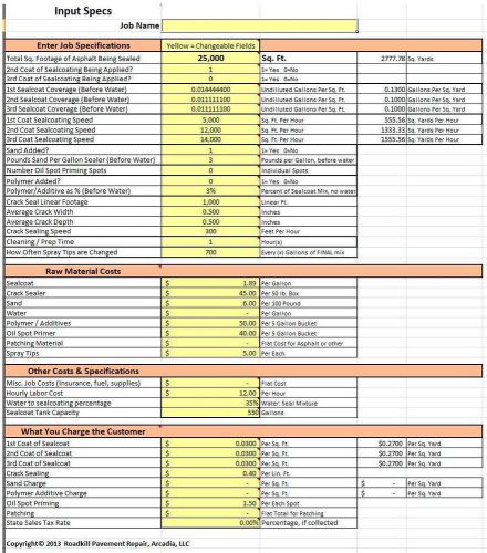 Sealcoating striping program calculator app asphalt software excel paving email for sale