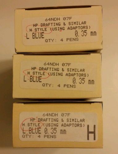 Lot of 12 New Koh-I-Noor Rapidoplot HP Plotter Pens H Style BLUE .35mm 64NDH