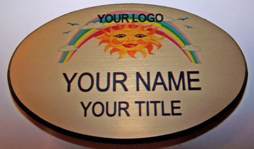 1 OVAL NAME BADGE FULL COLOR LOGO 2 LINES OF IMPRINT STRONG MAGNETIC FASTENER