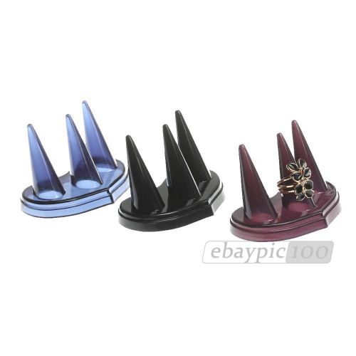 3pcs 3-Color Plastic Display Stand Holder for 3 Finger Rings Decoration