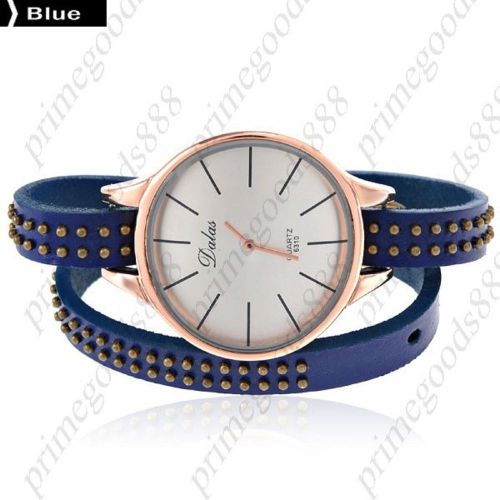 Synthetic leather strap quartz wrist lady ladies quartz wristwatch women&#039;s blue for sale