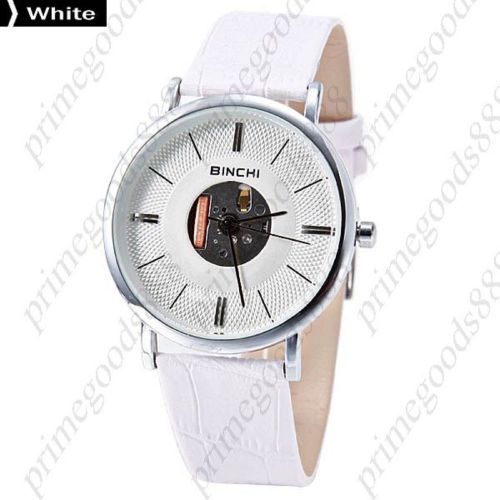 Genuine leather vj slim analog wrist free shipping men&#039;s wristwatch white for sale