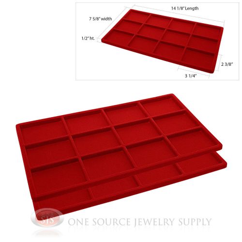 2 red insert tray liners w/ 12 compartments drawer organizer jewelry displays for sale