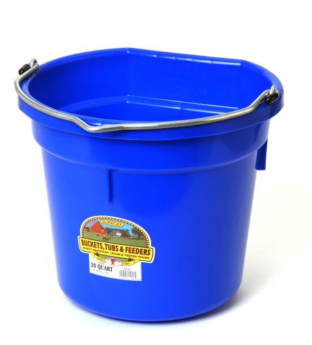 Blue 5 gallon (20 qt) professional farm grade flat back bucket pail horse cattle for sale