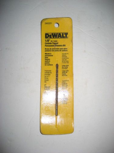 NEW Dewalt 1/8&#034; (3,1 mm) Carbide Tipped Percussion Masonry Bit DW5221