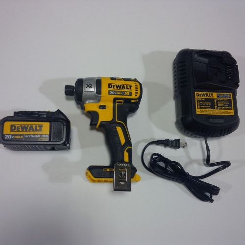 New Dewalt DCF886 20 Volt Brushless 1/4&#034; Impact Driver, DCB200 Battery, Charger