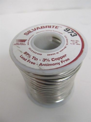 Wolverine Silvabrite 973 Lead Free Solder, 97% Tin-3% Copper, 1/8&#034; Dia., 1 lb