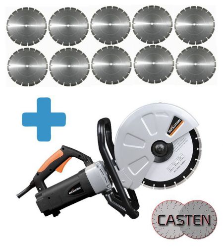 12&#034; Electric Evolution Concrete Saw &amp; 10 General Purpose Blades 12&#034;