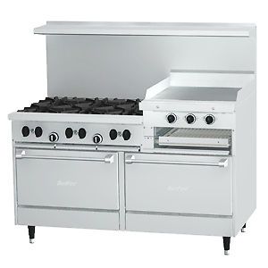 ***NEW*** GARLAND 6-BURNER RANGE WITH 2 OVENS 24&#034; RAISED GRIDDLE / BROILER BELOW