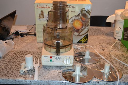 SUNBEAM 7-SPEED HEAVY DUTY FOOD PROCESSOR + ATTACHMENTS &amp; MANUAL- GUC!