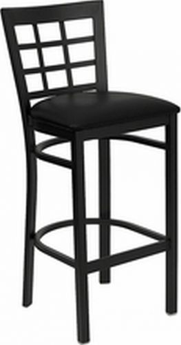 NEW METALWINDOW BACK RESTAURANT BARSTOOLS BLACK VINYL SEAT*LOT OF 10 BARSTOOLS*