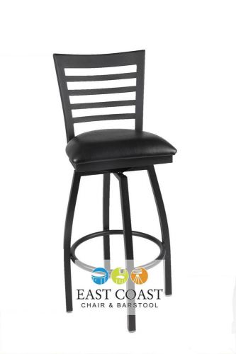 New Gladiator Full Ladder Back Metal Swivel Bar Stool with Black Vinyl Seat