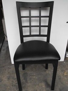 Metal restaurant chair black vinyl seat high back new for sale