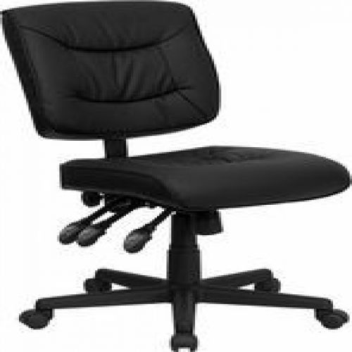Flash Furniture GO-1574-BK-GG Mid-Back Black Leather Multi-Functional Task Chair