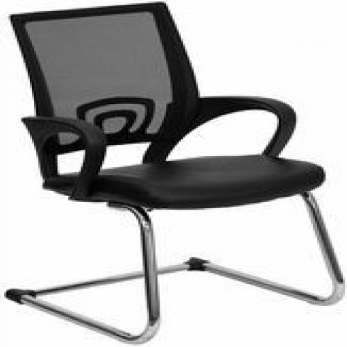 Flash furniture cp-d119a01-bk-gg black leather office side chair with mesh back for sale