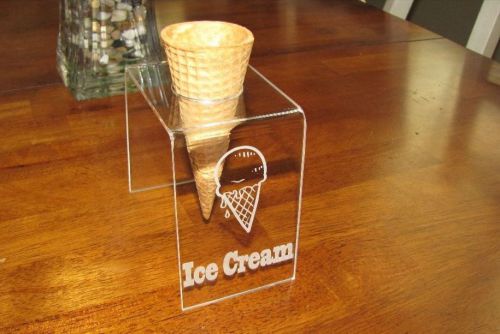 Engraved Acrylic Single Ice Cream Cone Holder Tray Display Stand Rack Wedding