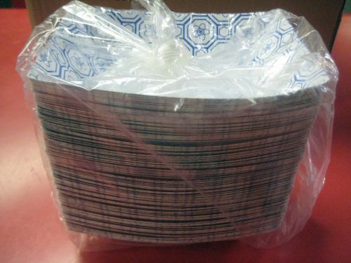 Bento box paper food tray 1/2 lb blue flower item 59380 125ct 4&#034; x 5-1/4&#034; for sale