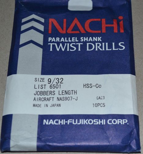 NACHI 9/32&#034; HSS/COBALT DRILLS JOBBERS LENGTH-AIRCRAFT &#034;NEW&#034; - 10 Pcs