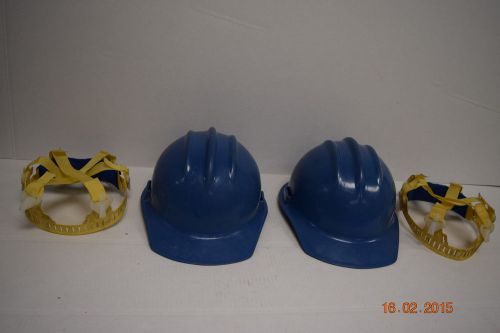 Vintage hard hats lot of two blue bullard model 300 both have liner for sale