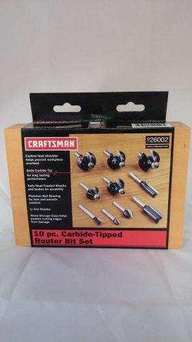 CRAFTSMAN 10 PIECE CARBIDE TIPPED ROUTER BIT SET 926002 - NEW