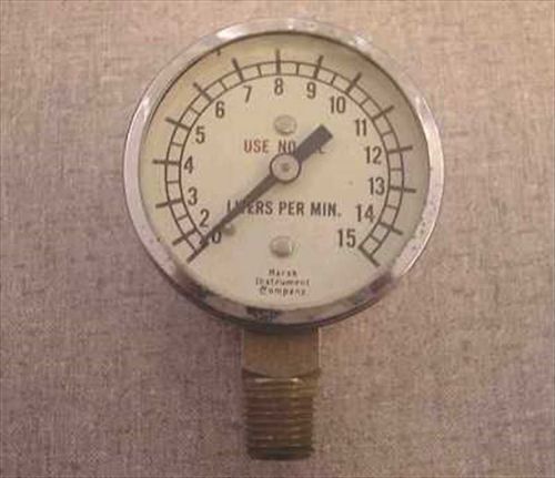 Marsh 1/2&#034; NPT Gas 0-15 LPM Min Flow Gauge 15L