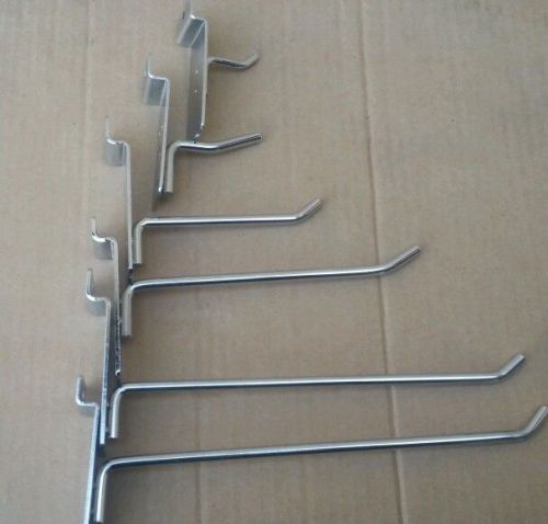 CASE OF 100 CHROME SLATWALL HOOKS mixed sizes