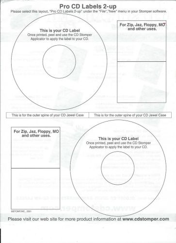 200 LABEL SETS 100 SHEETS CD DVD LABELS STOMPER PRO COMPATIBLE LARGE CORE