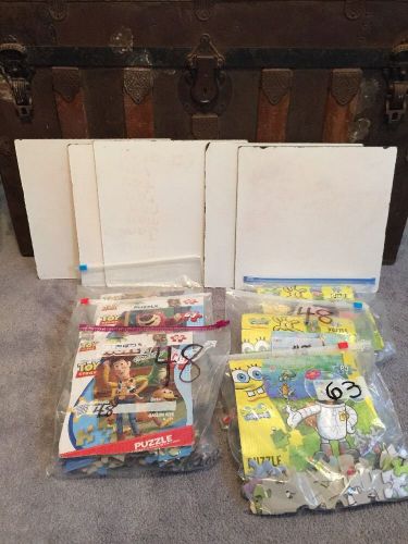 Lot 5 12&#034; X 12&#034; Small Dry Erase Board W/ 6 Puzzles Toy Story Sponge Bob