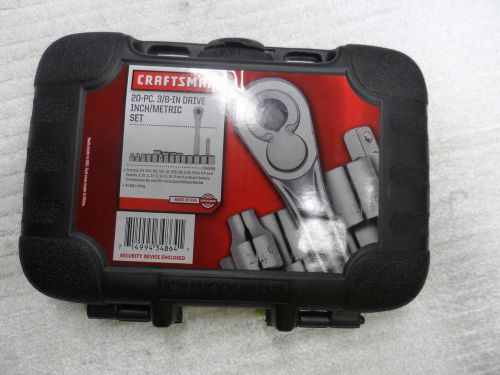 Craftsman 3/8&#034; Drive MM SAE Ratchet Socket Ext Set, 6pt 20 pcs USA, Part # 34864