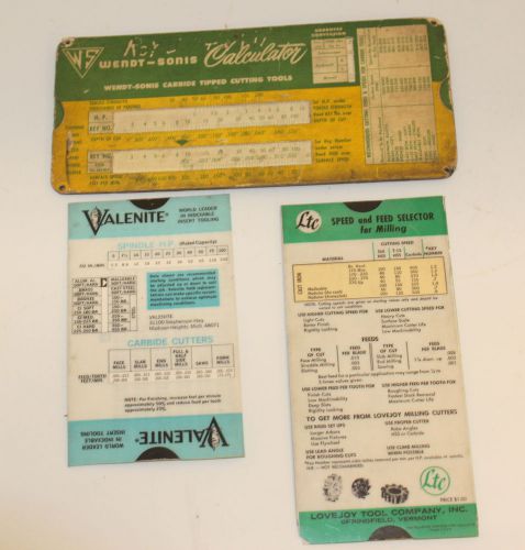 Vtg LOT Wendt-Sonis Mechanical Slide Speed Calculator Lovejoy Tool &amp; Valentine