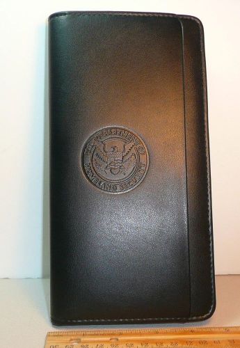 Leeds black leather us dept.homeland security~document organizer~padfolio~9.25x5 for sale